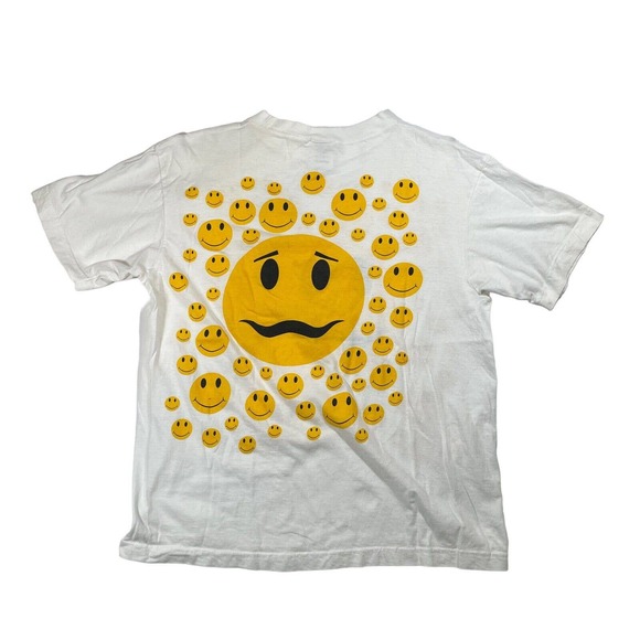 Vintage 90s Smiley Face All‎ Over Two Sided Print Shirt Size Large - Picture 2 of 6